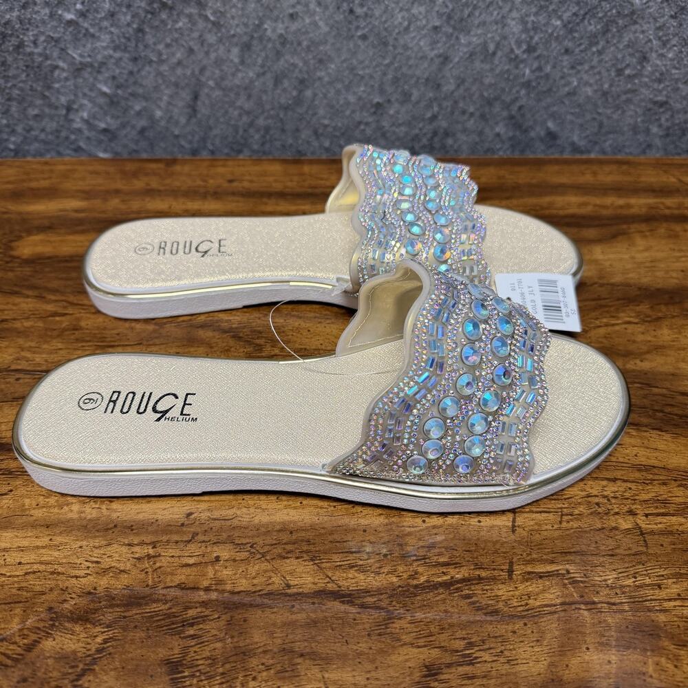 Rouge Helium Sandals Slides Size 9 Glam Mermaid Y2K Mcbling Resort Maximalist